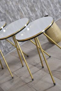 MD Gold Metal Düz Ayak 4'lü Sehpa Beyaz