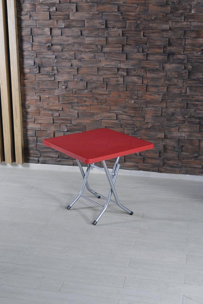 MD S351 Folding Plastic Table 80x80cm (Red)