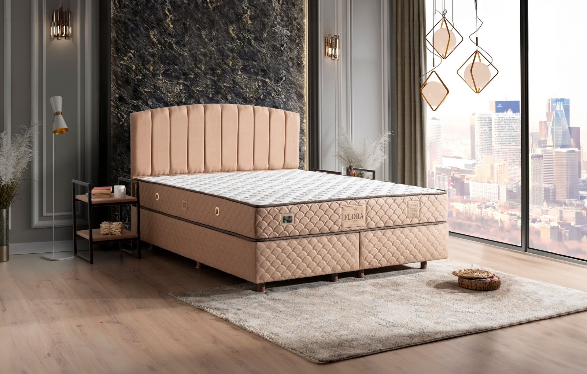 Flora 140x190 Çift Kişilik Baza, Başlık Seti MBL1415