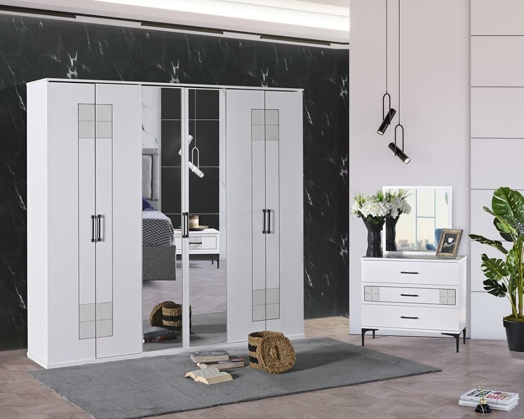 Dubai Bedroom Set with Doors White AHR1020