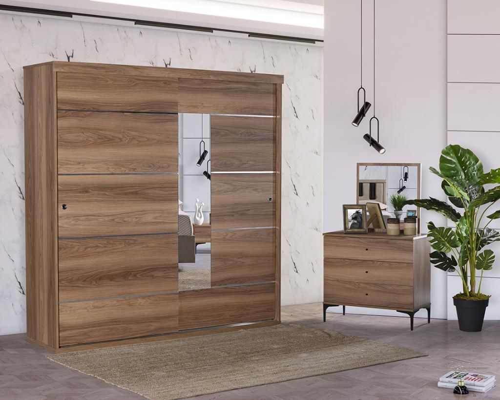 Havana Sliding Bedroom Set Walnut AHR1021