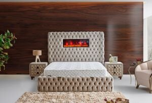 Şömineli Lux 120x200 Tek Kişilik Yatak, Baza, Başlık Seti CP1005