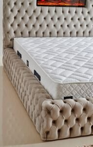 Şömineli Lux 140x200 Çift Kişilik Yatak, Baza, Başlık Seti CP1005