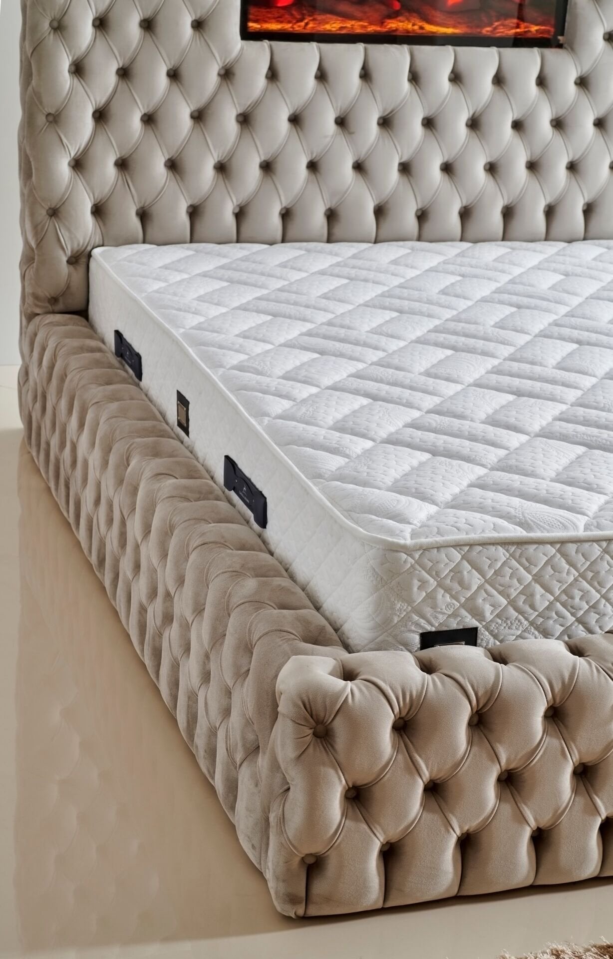 Somineli Lux 150x200 Double Mattress, Divan Base, Headboard Set CP1005