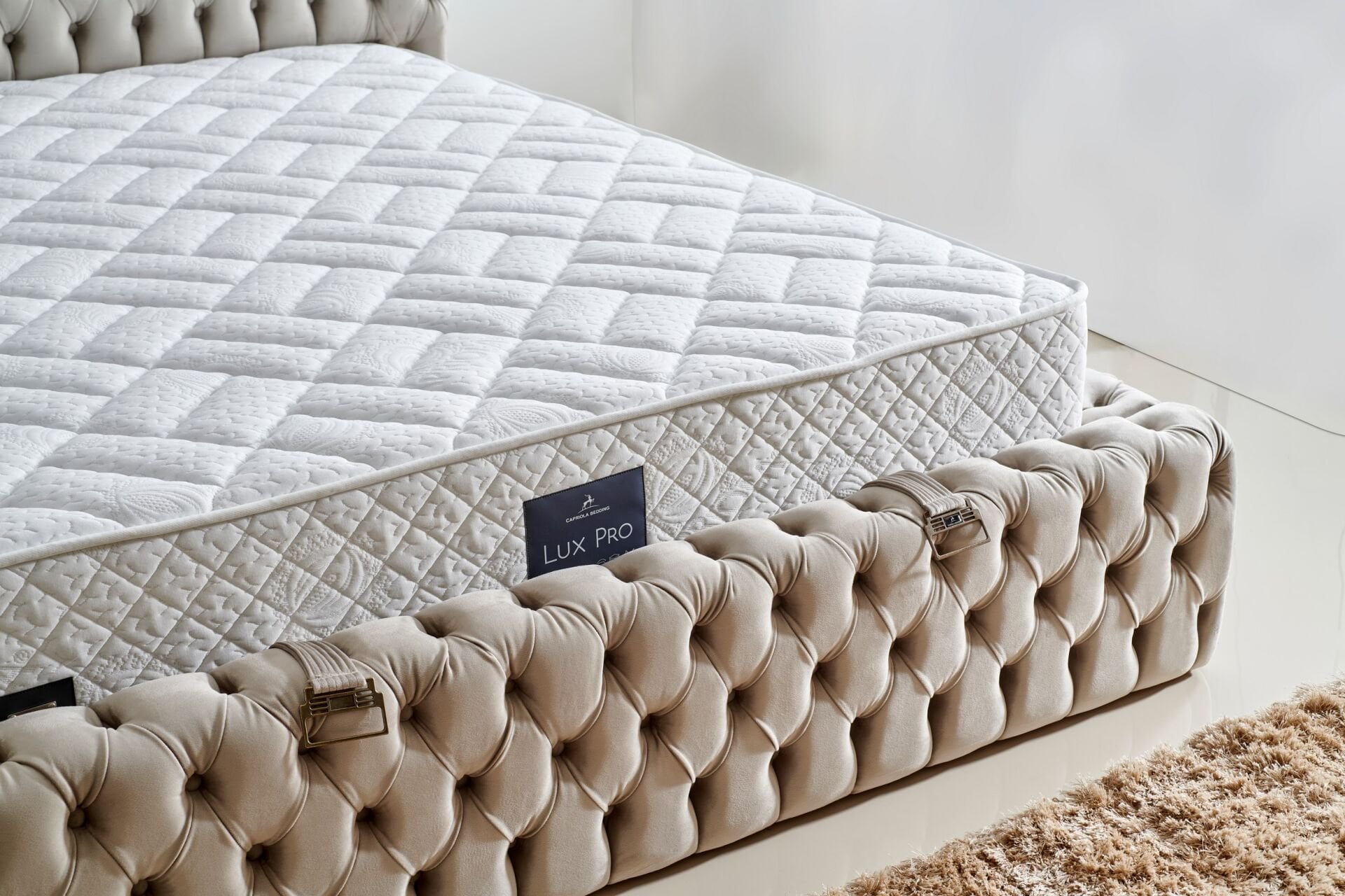 Somineli Lux 160x200 Double Mattress, Divan Base, Headboard Set CP1005