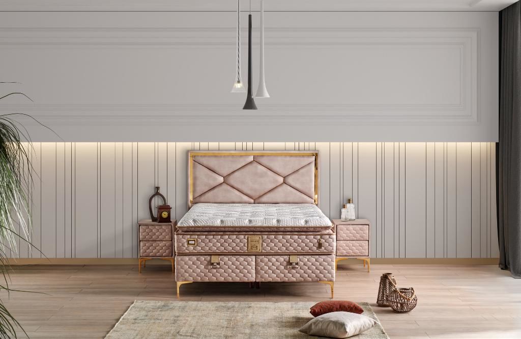 Helen 150x200 Çift Kişilik Yatak, Baza, Başlık Seti MYB1321B