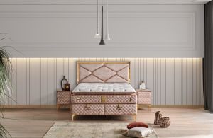Helen 150x200 Çift Kişilik Yatak, Baza, Başlık Seti MYB1321B