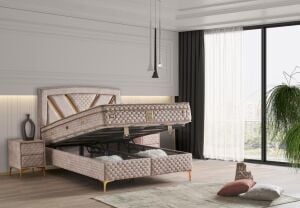 Niobe 150x200 Çift Kişilik Yatak, Baza, Başlık Seti MYB1322A