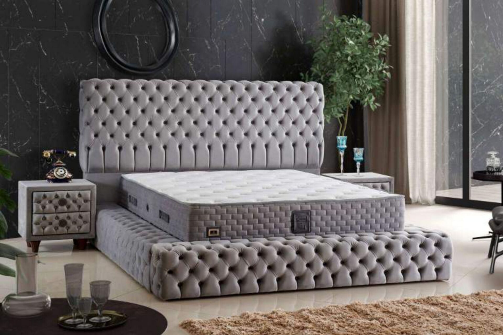 Carol Plus 150x200 Çift Kişilik Yatak, Baza, Başlık Seti CP1007
