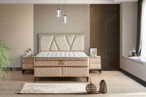 Rodos 150x200 Çift Kişilik Yatak, Baza, Başlık Seti MYB1325A