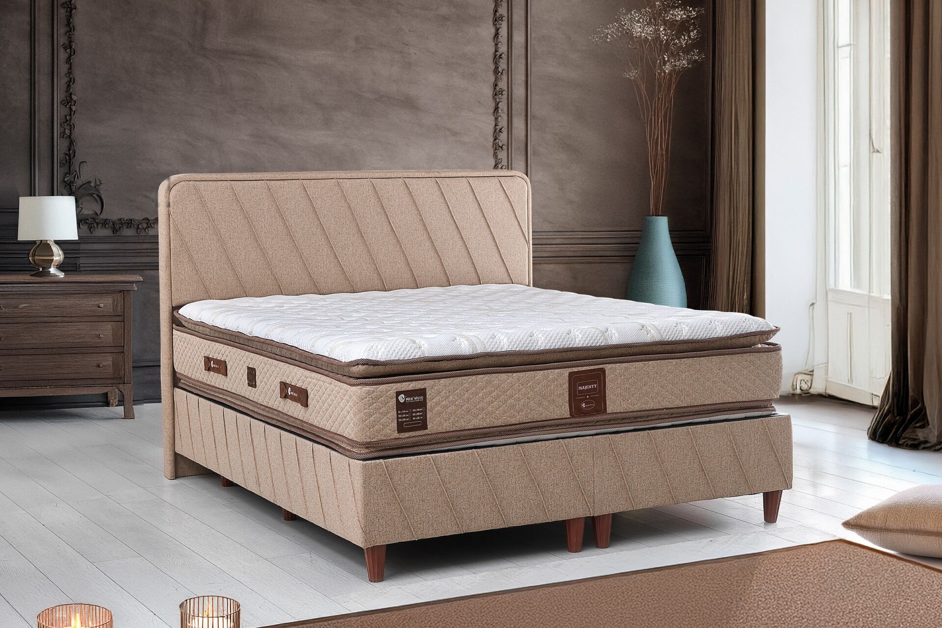 Majesty 140x200 Çift Kişilik Baza, Başlık Seti PV1308