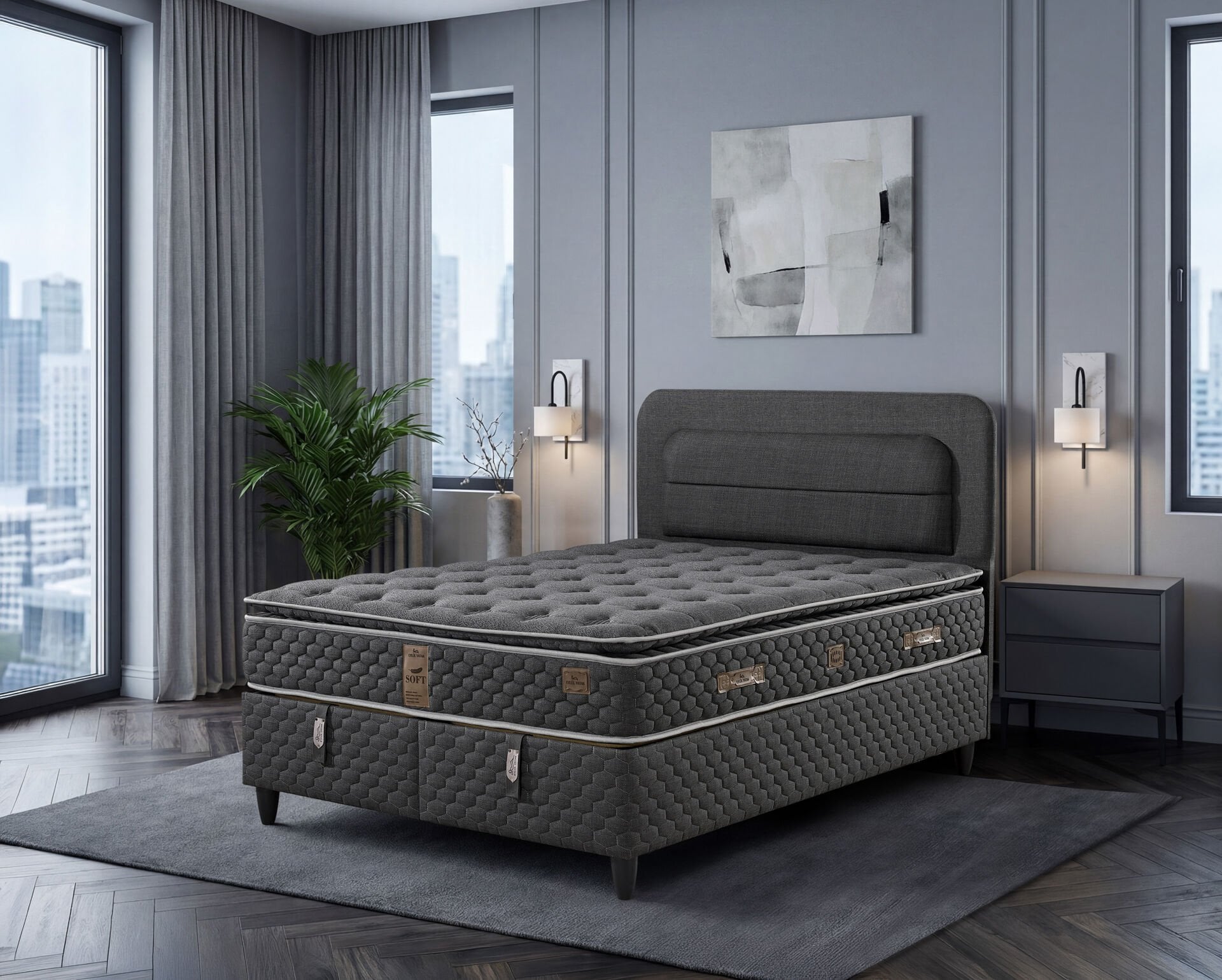 Rio 140x200 Çift Kişilik Yatak, Baza, Başlık Seti EY3018