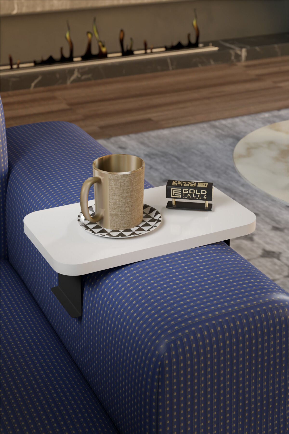MD Adjustable Armchair Table White