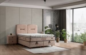 Lotus 200x200 Çift Kişilik Yatak, Baza, Başlık Seti MBL1006