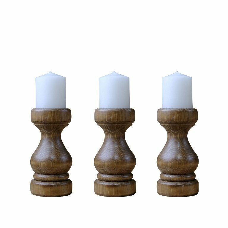 MD Decorative Wood 3-Piece Small Candle Holder Set