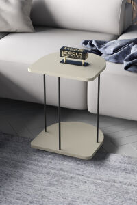 MD Hnd Tekerlekli Oval Sehpa Krem Bej