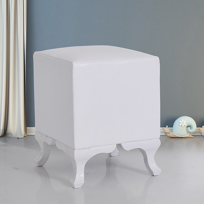 MD Square White Pouf U739