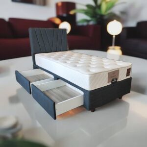 Alaçatı Çekmeceli 80x180 Tek Kişilik Yatak, Baza, Başlık Seti PV301