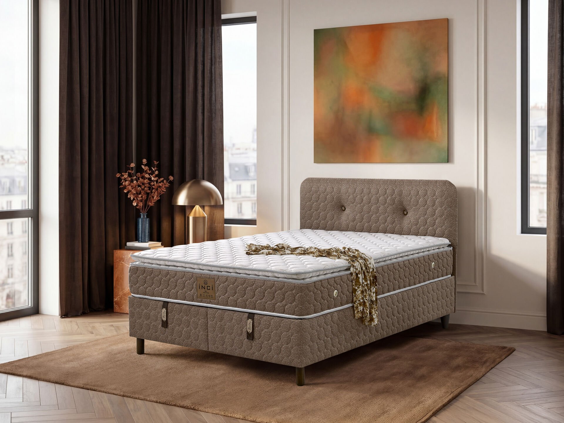 Loya 160x200 Çift Kişilik Yatak, Baza, Başlık Seti EY3023