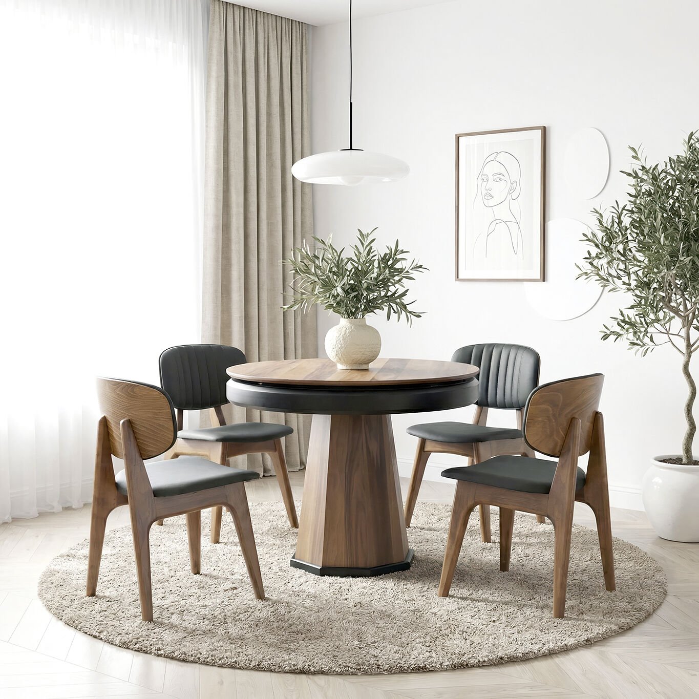 Hayal Ceviz Masa & Hilton Sandalye Takımı HDR1203