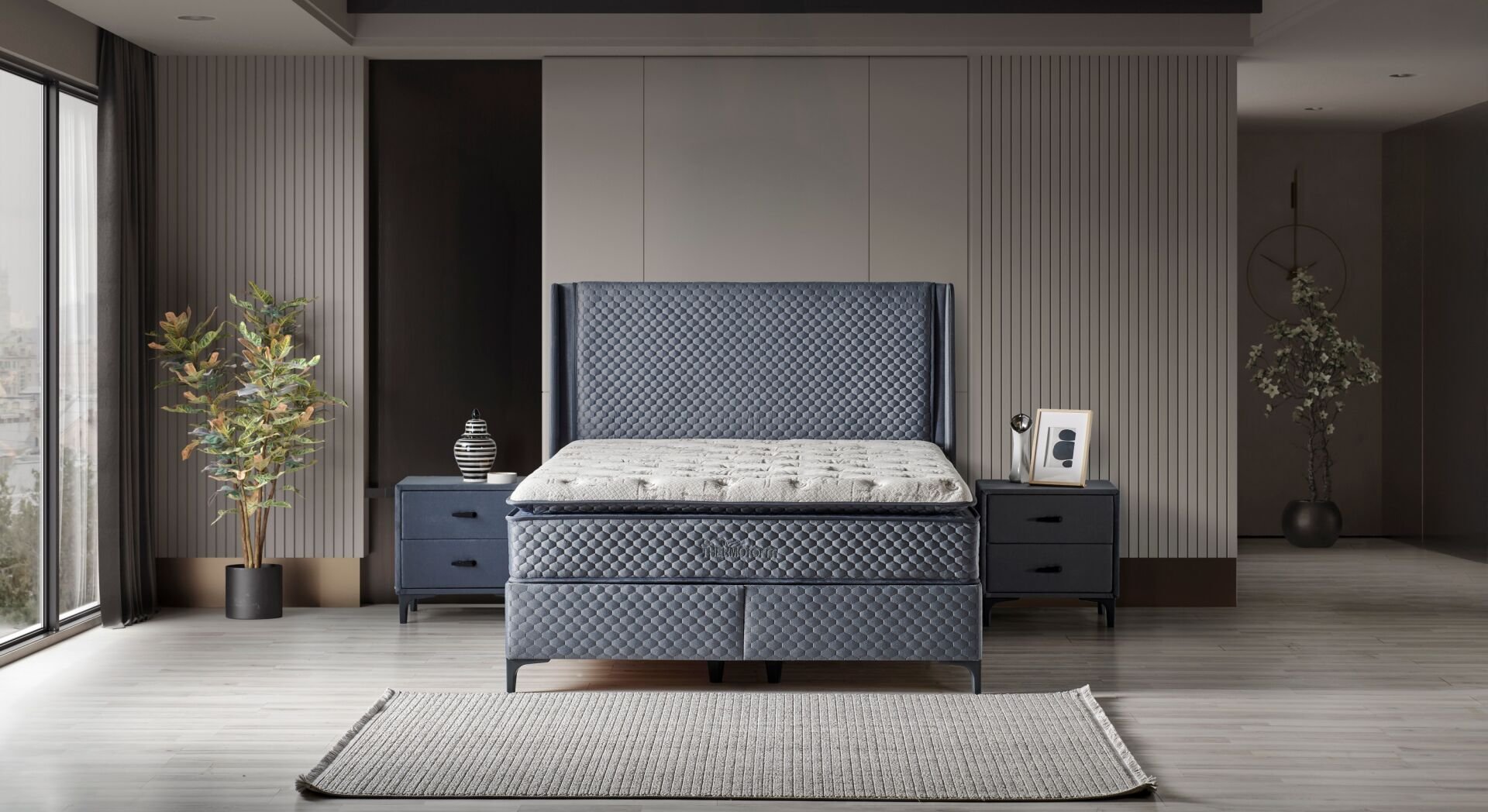 Thermoform 150 x 200 Double Mattress, Divan Base, Headboard Set CB3312