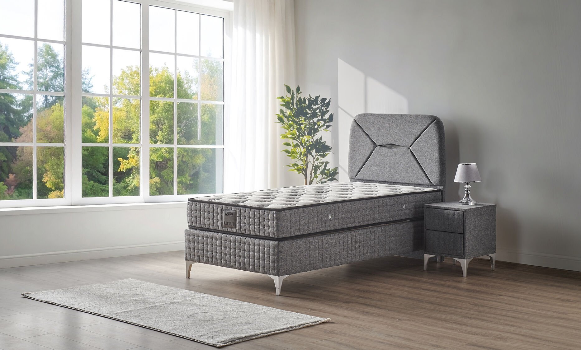 Lotus 100x200 Tek Kişilik Baza Başlık Seti