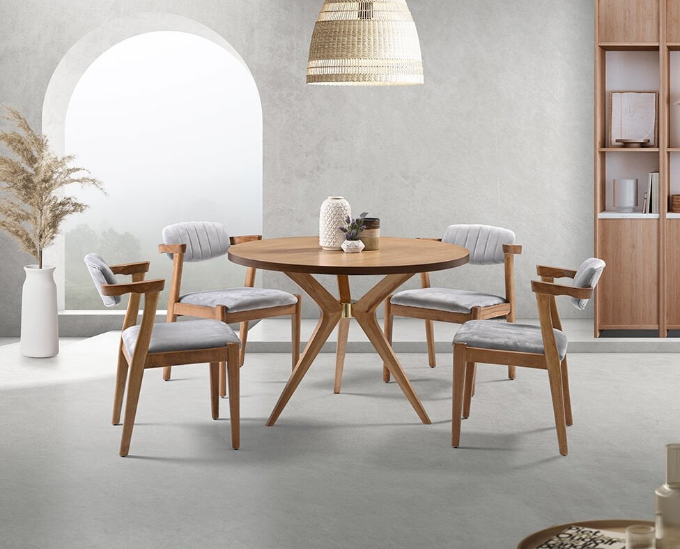 Begüm Nature Yuvarlak Masa & Zeus Sandalye Takımı HDR1208