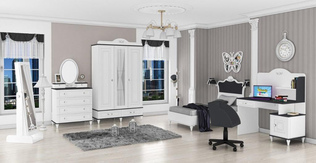 Diana Beyaz 3 Kapılı Genç Odası Takımı WD22134