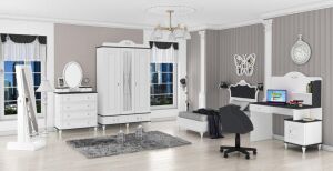 Diana Beyaz 3 Kapılı Genç Odası Takımı WD22134