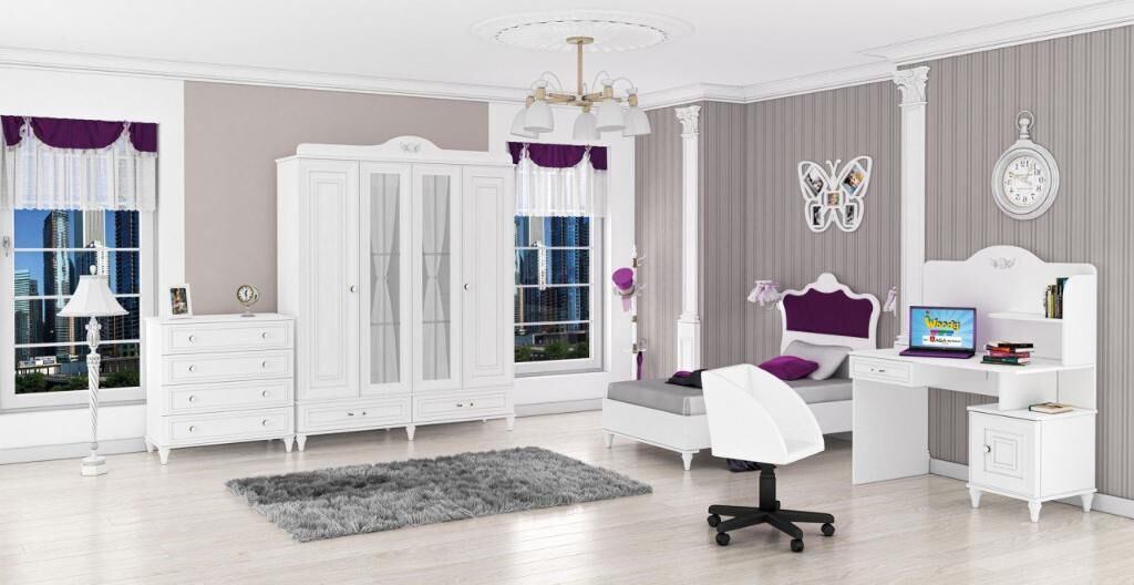 Diana Beyaz 4 Kapılı Genç Odası Takımı WD22133
