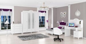 Diana Beyaz 4 Kapılı Genç Odası Takımı WD22133