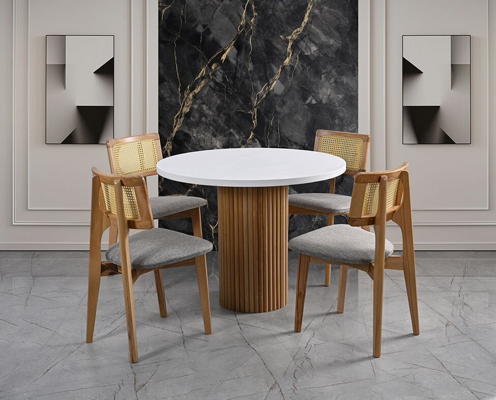 Polo Yuvarlak Masa & Yonca Hasırlı Sandalye Takımı HDR1210