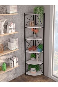İlkal 6 Raflı Kitaplık ve Saksılık Beyaz 160 cm