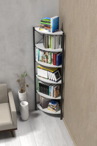 İlkal 6 Raflı Kitaplık ve Saksılık Beyaz 160 cm