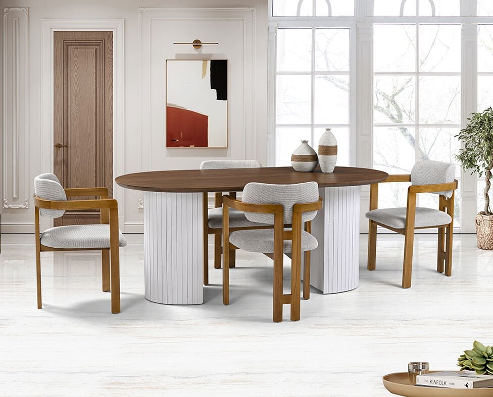 Ece Oval Masa & Otto Sandalye Takımı HDR1211