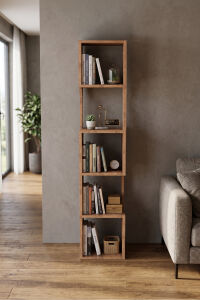 Kitaplık Ahşap Dekoratif Raf 5 Katlı Modern Çok Amaçlı Kitaplık Salon Ofis Kitaplığı 7066 Atlantik Çam