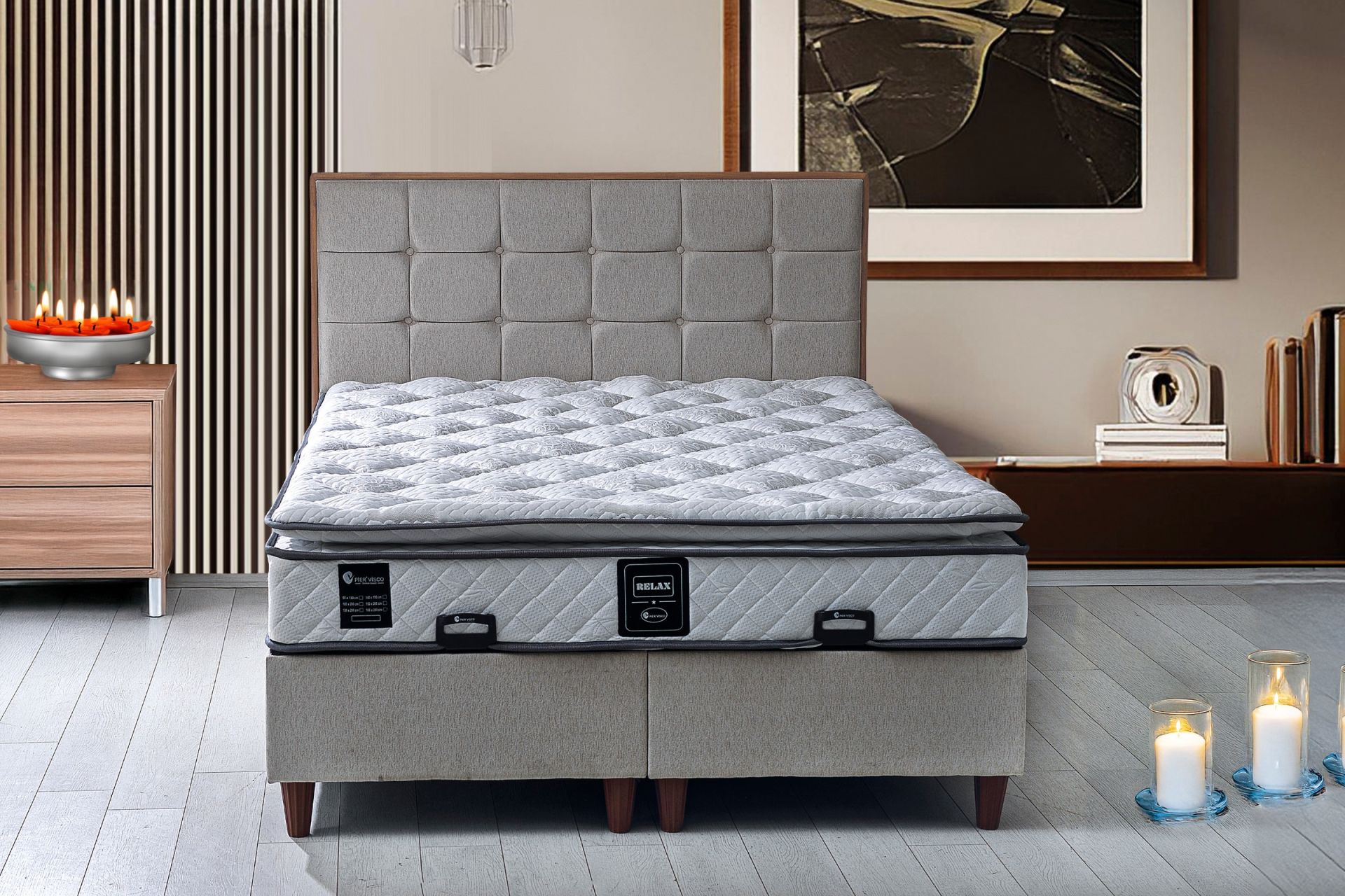 Relax 90x190 Tek Kişilik Yatak, Baza, Başlık Seti PV1405