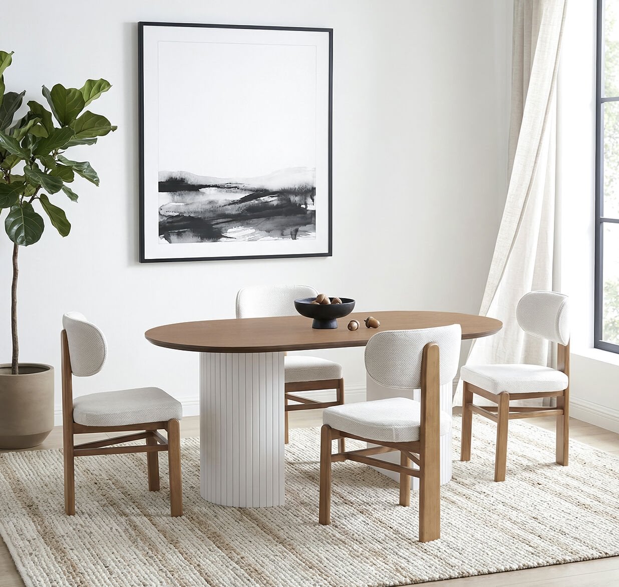 Ece Ceviz Oval Masa & Eyfel Sandalye Takımı HDR1212