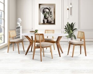 Çeşme Oval Masa & Yonca Hasırlı Sandalye Takımı HDR1214