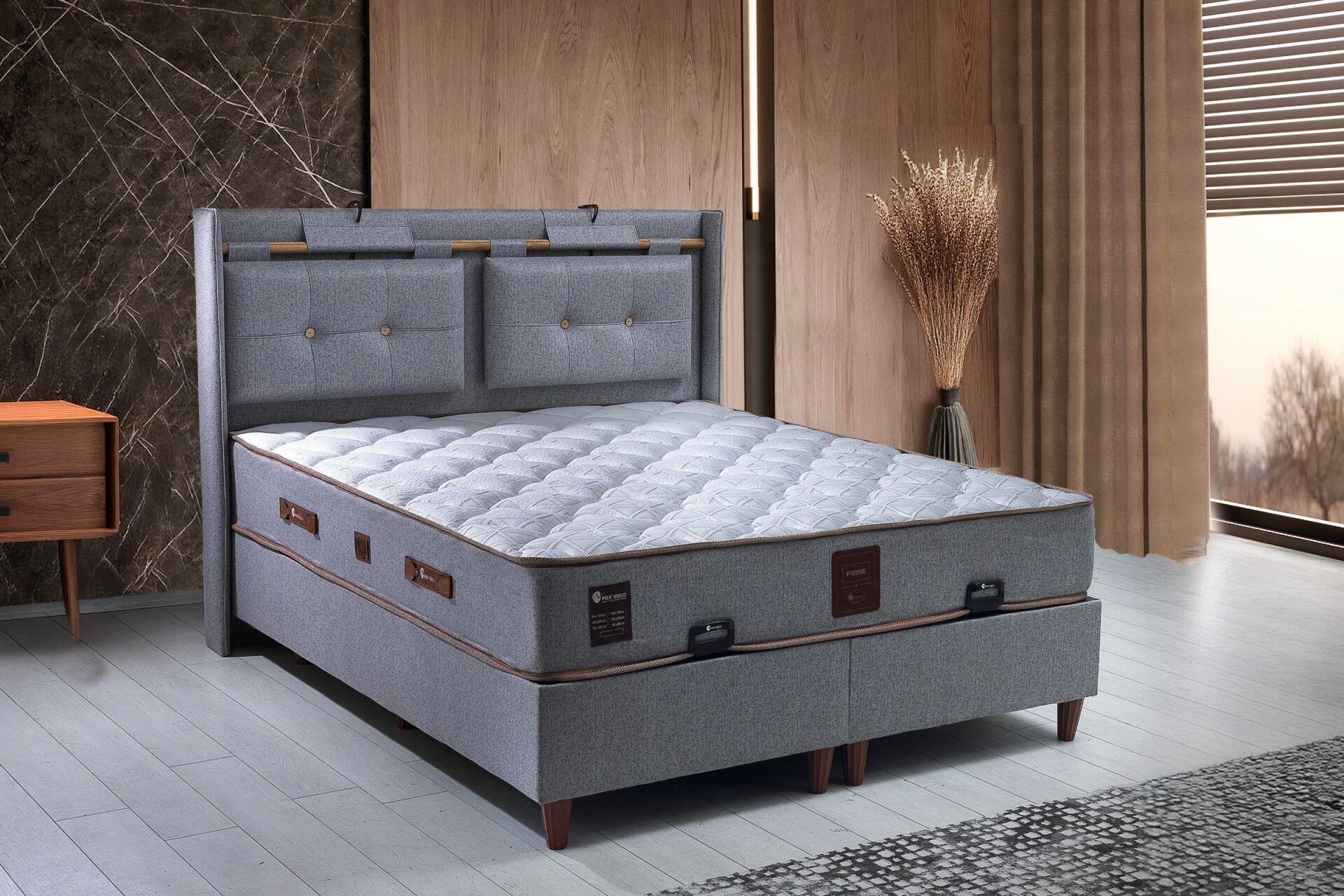 Pier 90x190 Tek Kişilik Yatak, Baza, Başlık Seti PV1406
