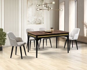 Elkamet Siyah Masa & Lotus Sandalye Takımı HDR1215