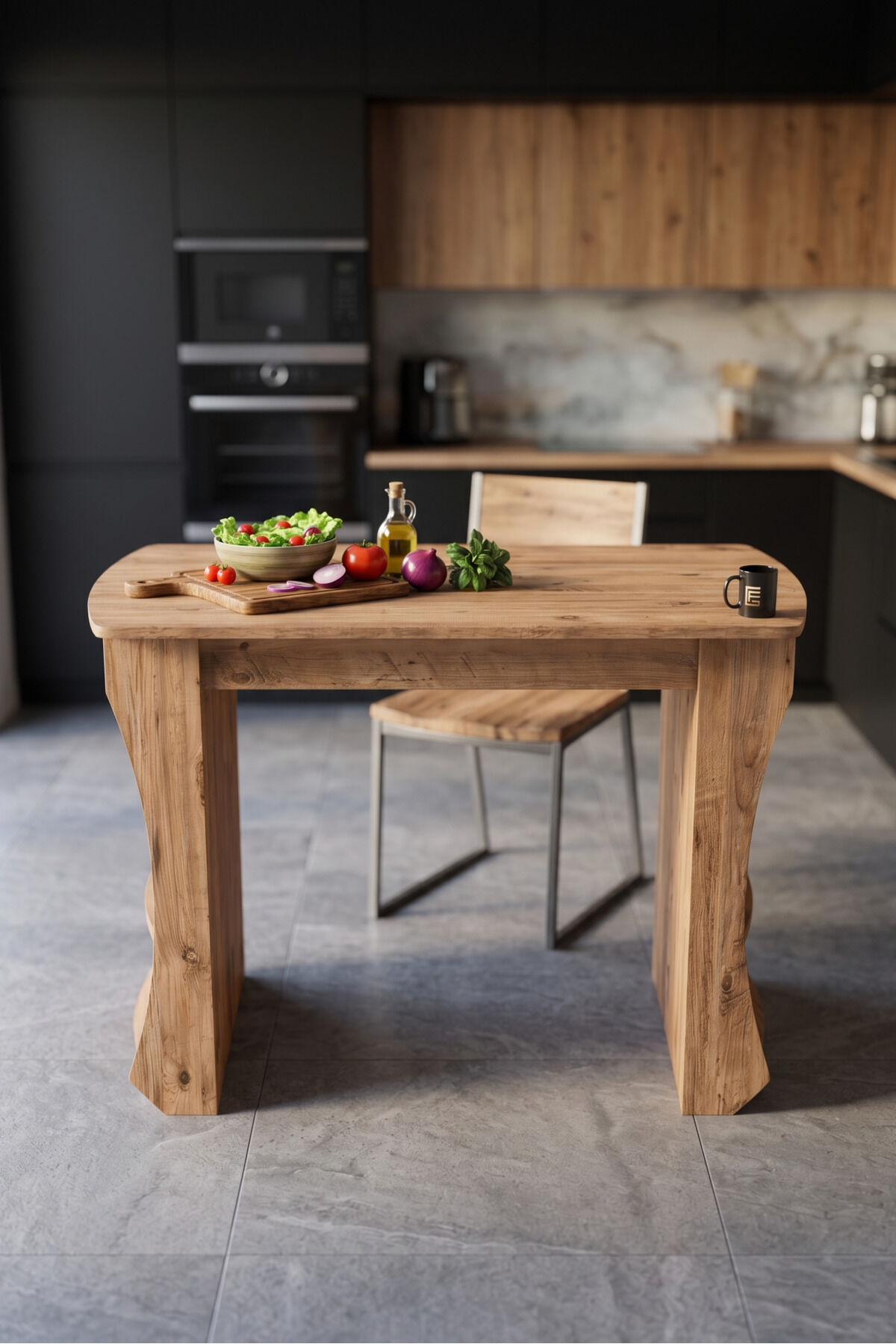 Kitchen Table Kitchen Island Island Table Bar Table Breakfast Table Shelved Multi-Purpose Cabinet Modern Table 120x60 cm 9836 Atlantic Pine