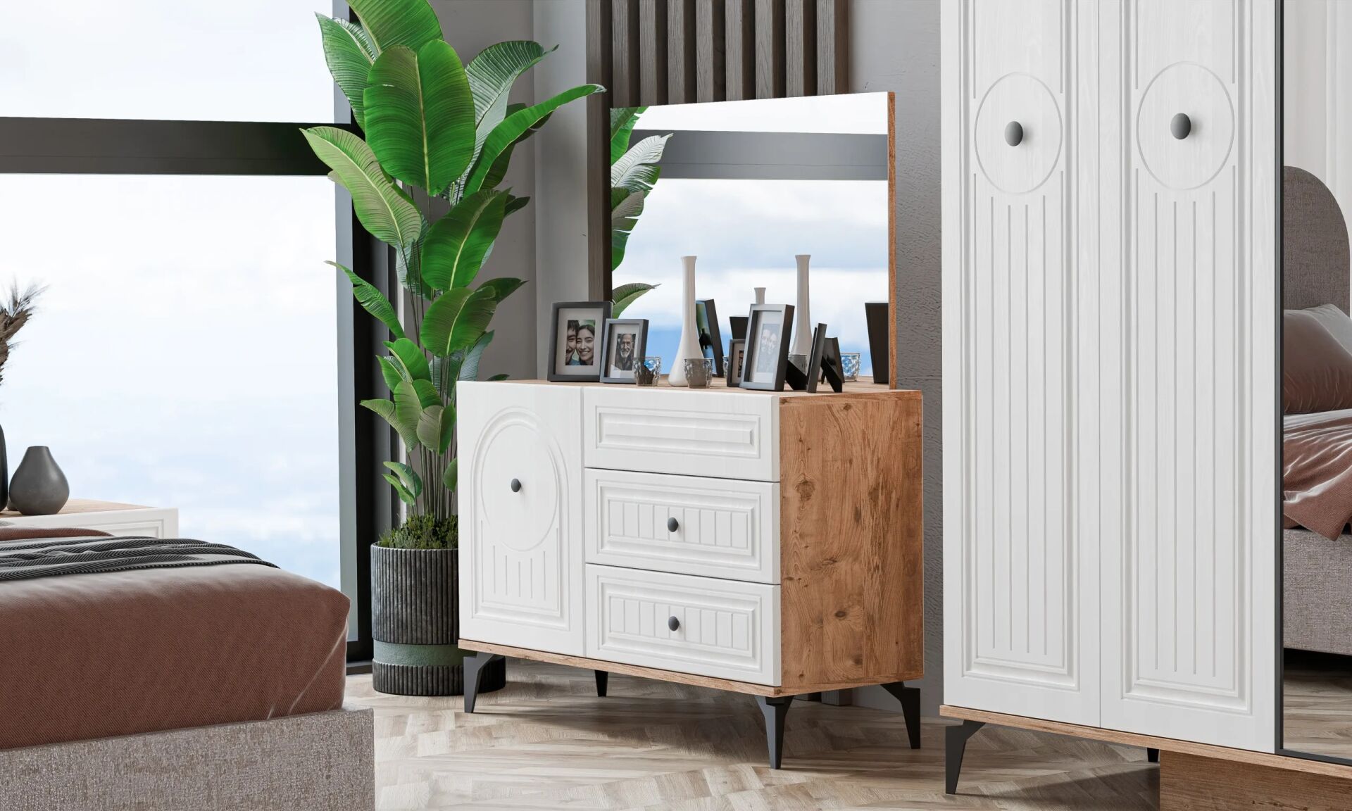Bohem Ceviz-Beyaz Şifonyer TN0102