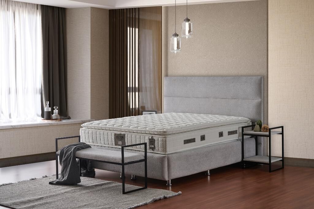 Hilton 140x190 Çift Kişilik Yatak, Baza, Başlık Seti MBL1005