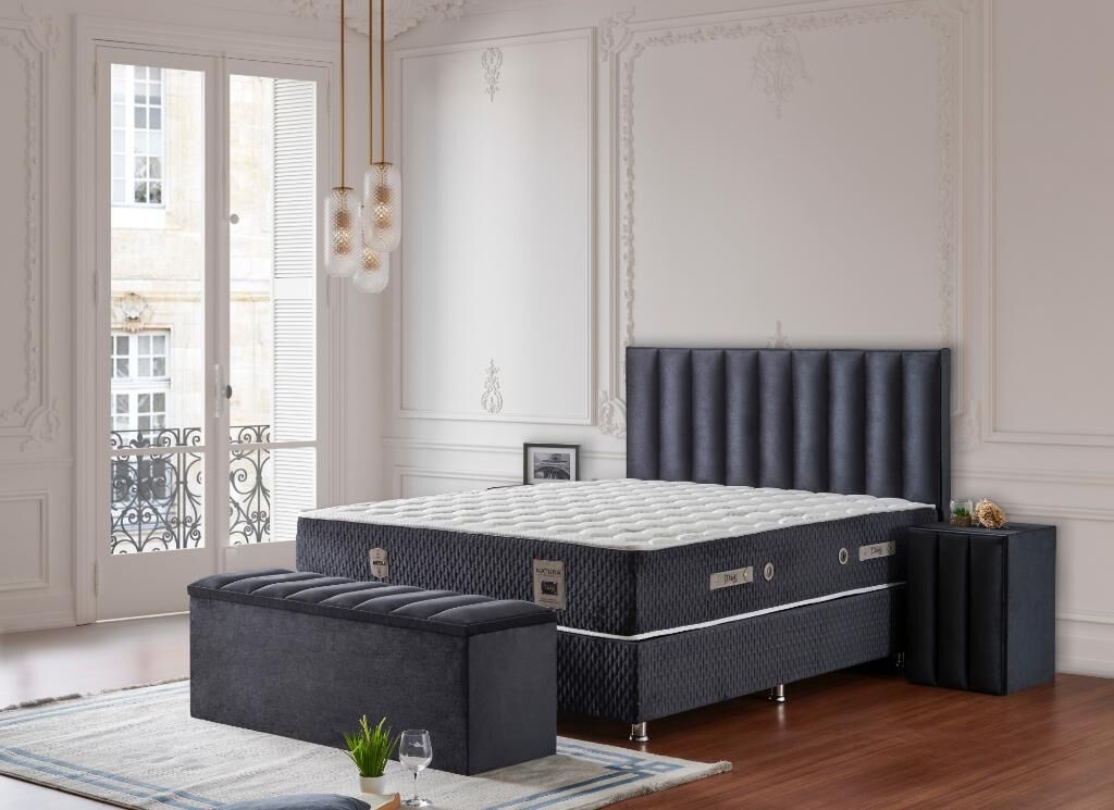 Natura 140x200 Çift Kişilik Yatak, Baza, Başlık Seti MBL1007