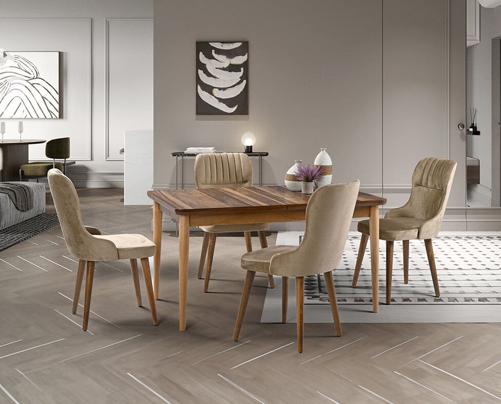 Valenta Ceviz Masa & Lizbon Sandalye Takımı HDR1222