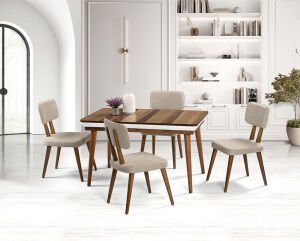 Hera Ceviz Masa & Derin Sandalye Takımı HDR1225