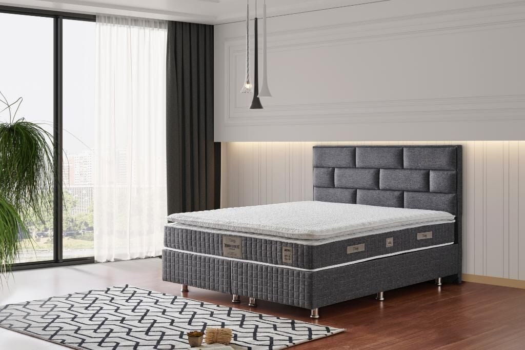 Stone 150x200 Çift Kişilik Yatak, Baza, Başlık Seti MBL1011