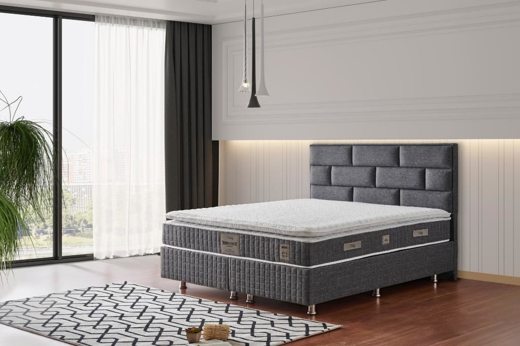 Stone 160x200 Çift Kişilik Yatak, Baza, Başlık Seti MBL1011