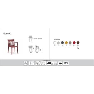 Eden-K Açık Gri Kollu Mutfak Sandalyesi PPT1027